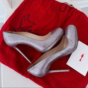 CHRISTIAN LOUBOUTIN glitter coated leather pumps